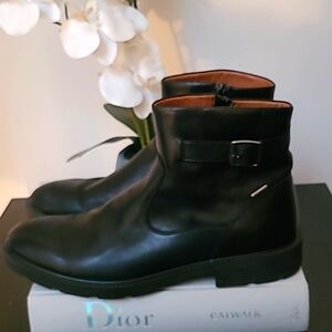 Geox Men's Black Leather Ankle Boots Size 44.